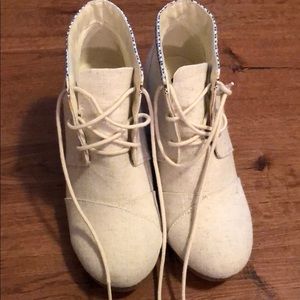 UNR8ED wedge laced beige booties - never worn